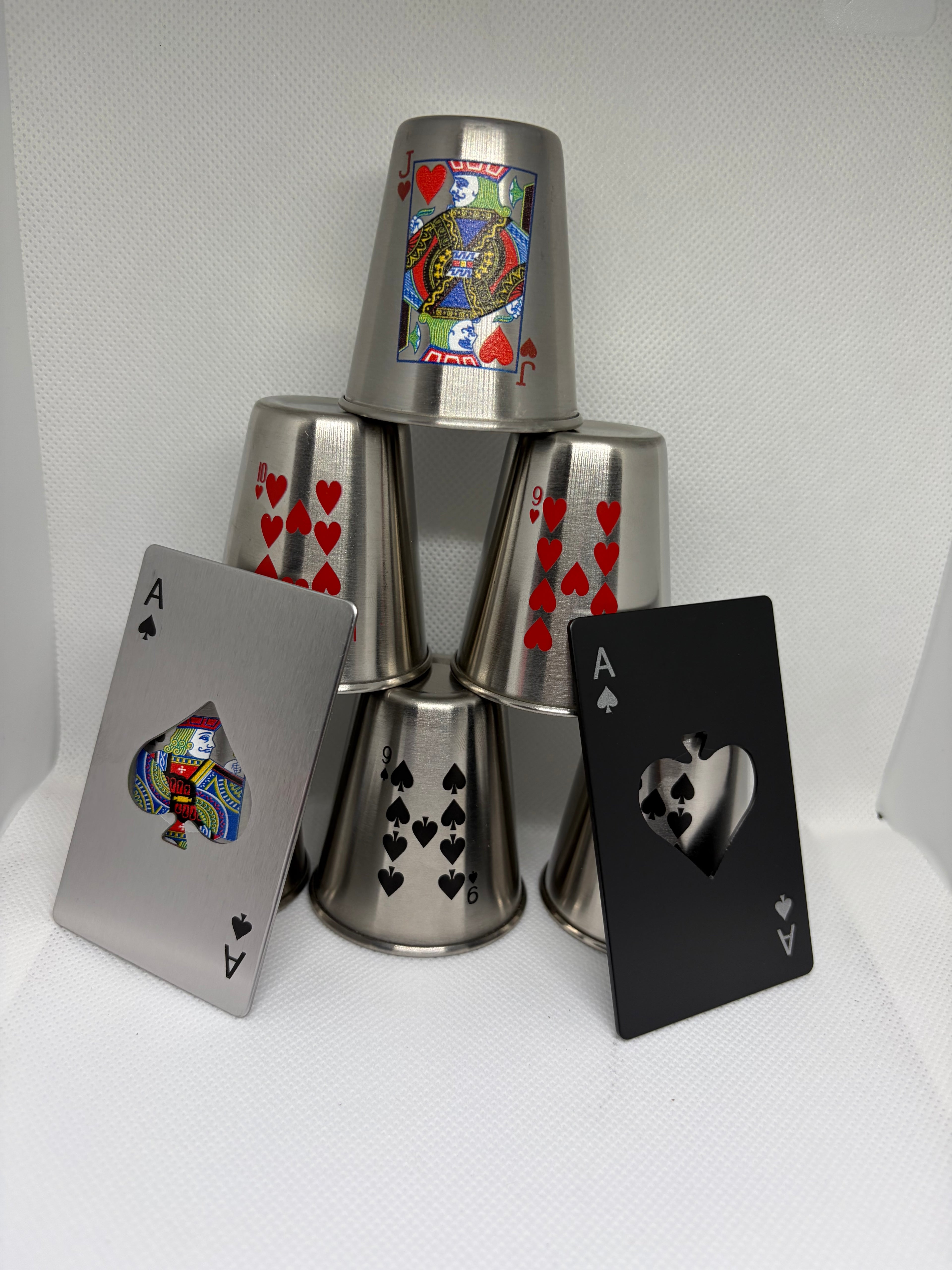 Poker Shot Glasses & Card Bottle Openers ♠️♥️♣️♦️